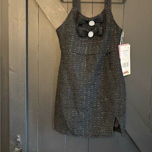 Rare Editions Black Textured Kids Dress